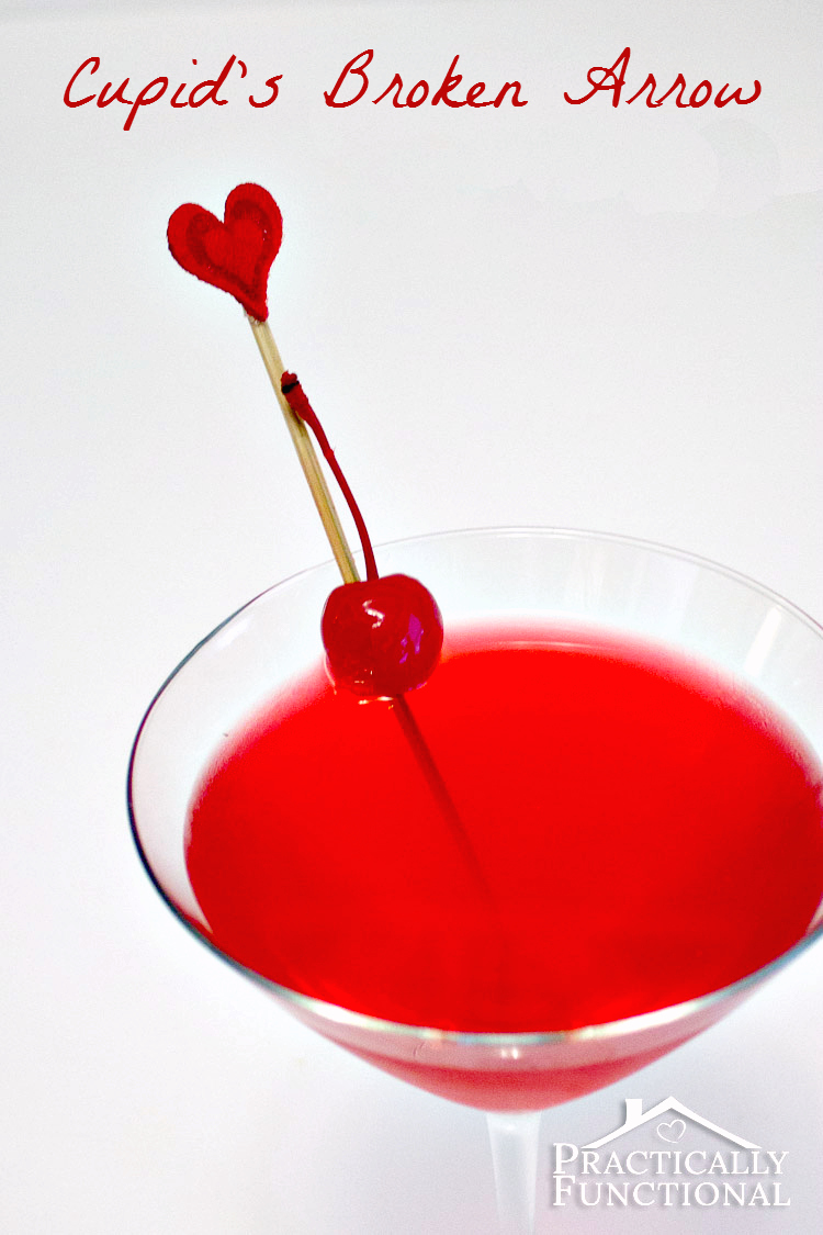 Cupid's Broken Arrow is one of my favorite Valentine's Day cocktails! All you need is vodka, Triple Sec, cranberry juice, lime juice, and a cherry!