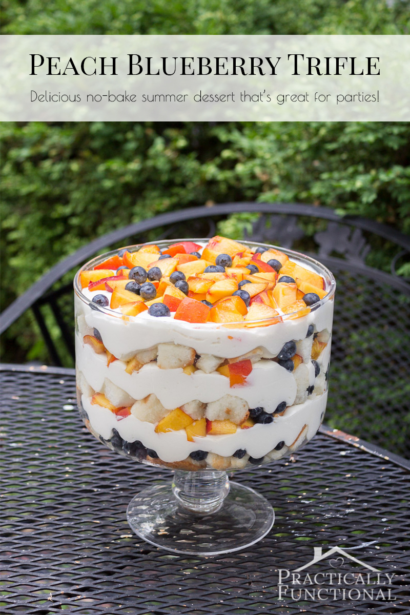 This summer peach blueberry trifle is the perfect summer dessert, great for parties!