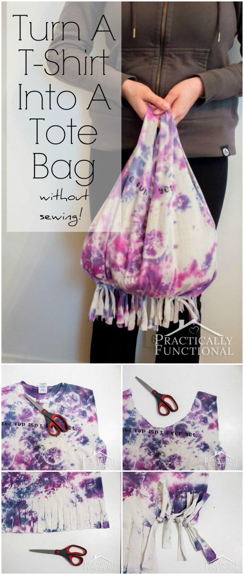 How To Turn A T-Shirt Into A Tote Bag Without Sewing!
