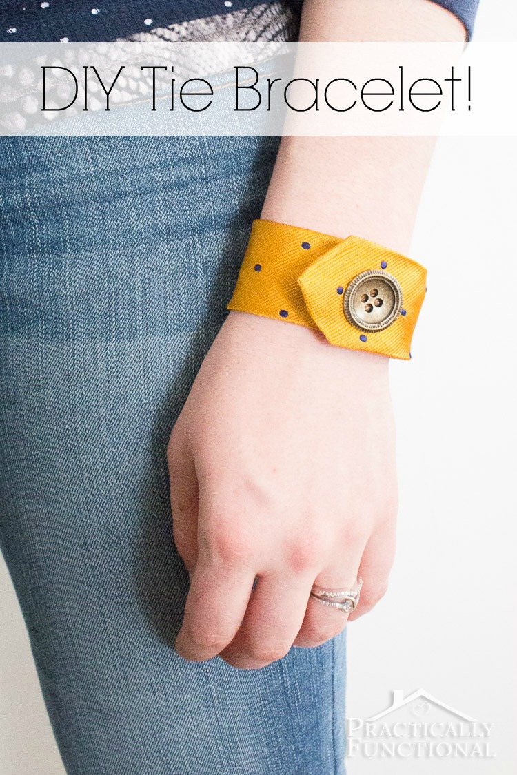 Recycle an old tie into a tie bracelet in just a few minutes! No sewing required!