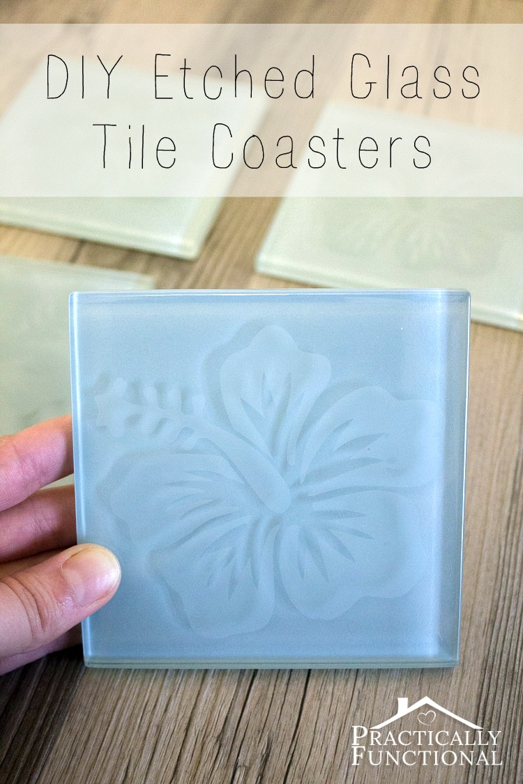 Learn how to etch glass tile coasters with this step by step tutorial; what a fun gift idea!