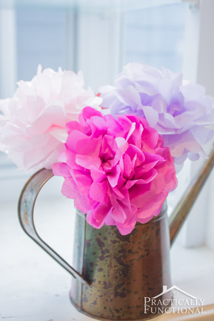 These DIY tissue paper flowers are a quick and easy way to brighten up a room! Perfect for Valentine's Day or any occasion!