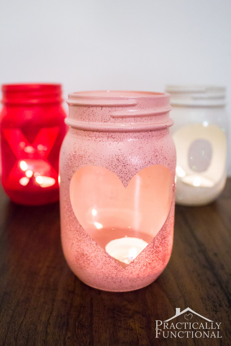 These cute glittery Valentine's Day votive candle holders are the perfect quick and easy Valentine's Day craft to help you decorate for the holiday!