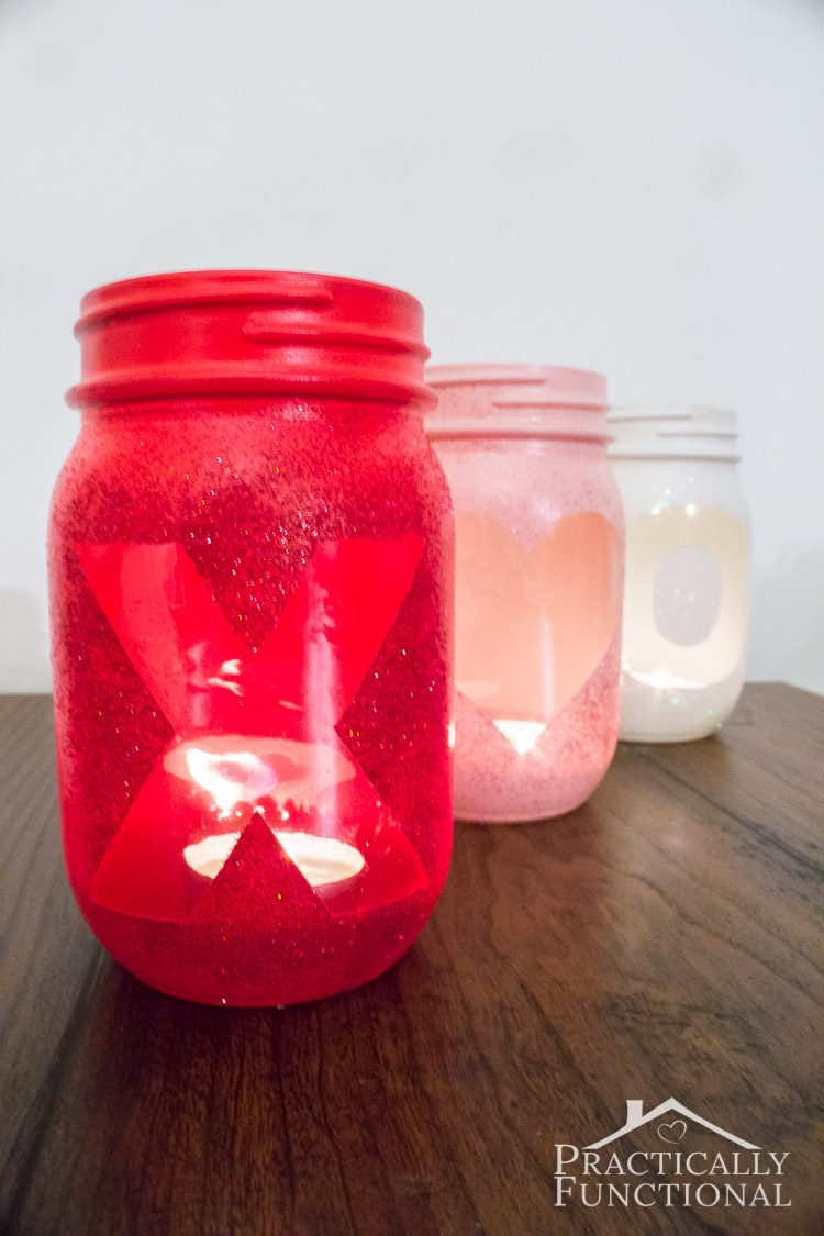 Make these cute glittery Valentine's Day votive candle holders in just a few minutes!
