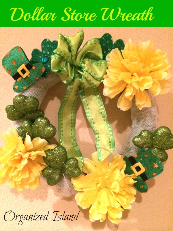 Dollar store St. Patrick's Day wreath - and 16 other fun St. Patrick's Day projects!