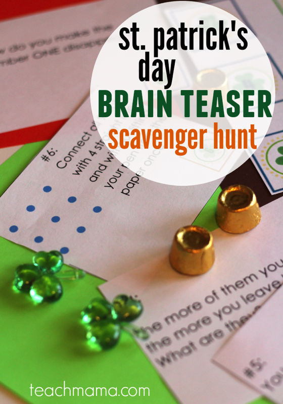 St Patrick's Day brain teaser scavenger hunt - and 16 other fun St. Patrick's Day projects!