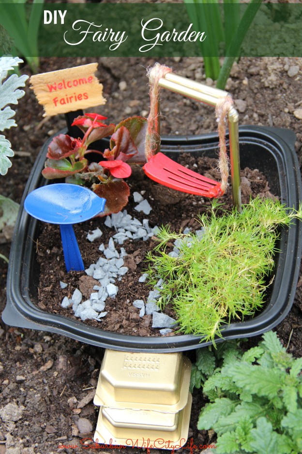 DIY Recycled Fairy Garden - and 13 other simple DIY outdoor weekend projects!