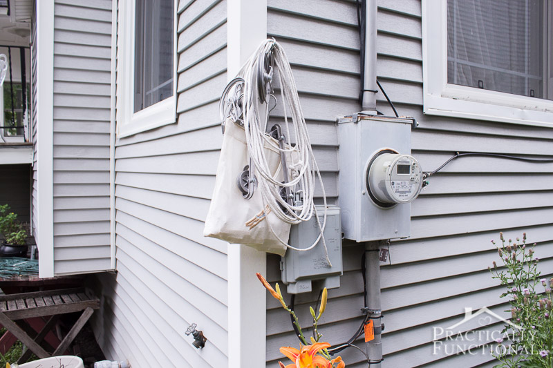 DIY pulley clothesline that you can easily remove and reinstall so you don t hit your head