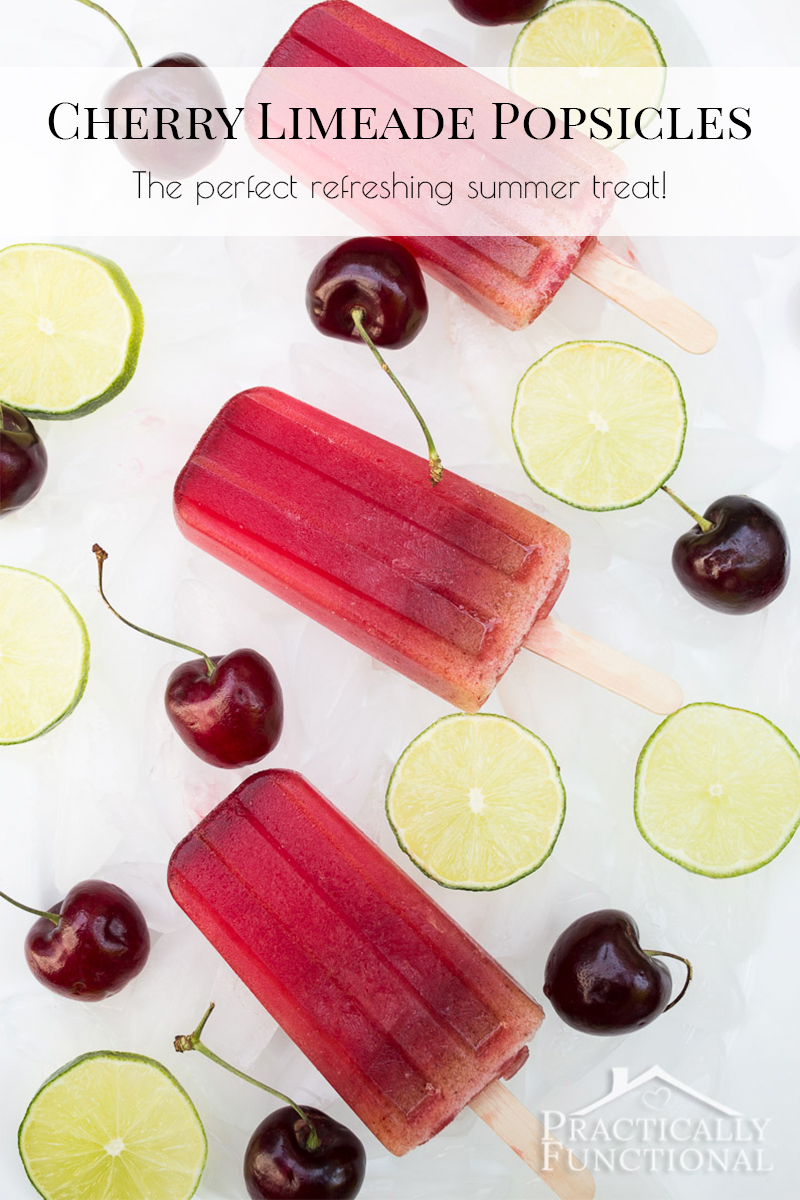 These homemade cherry limeade popsicles are the perfect refreshing summer treat and they only have three ingredients!