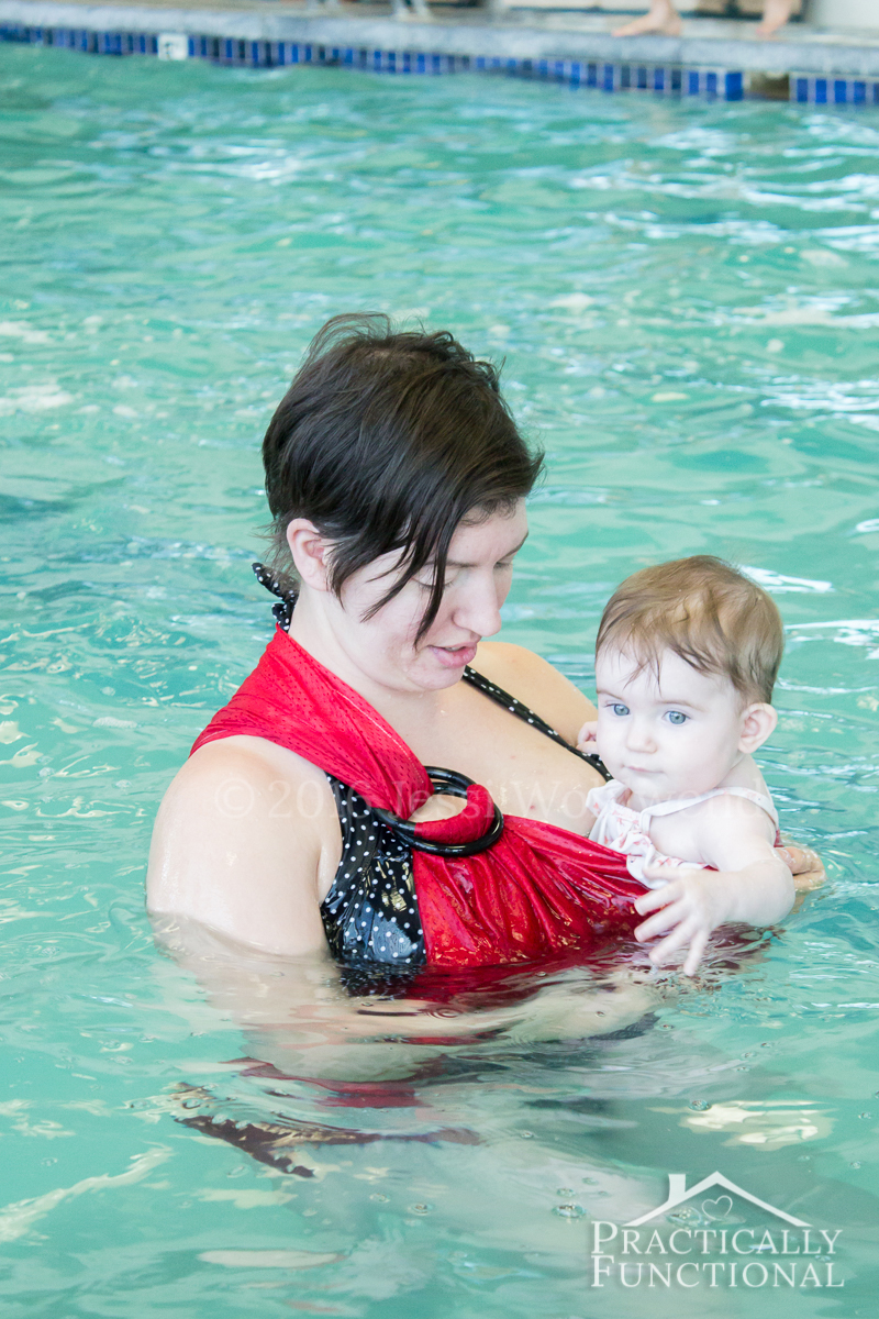 Make a DIY water ring sling in fifteen minutes so you can easily take your baby or toddler in the pool with you!