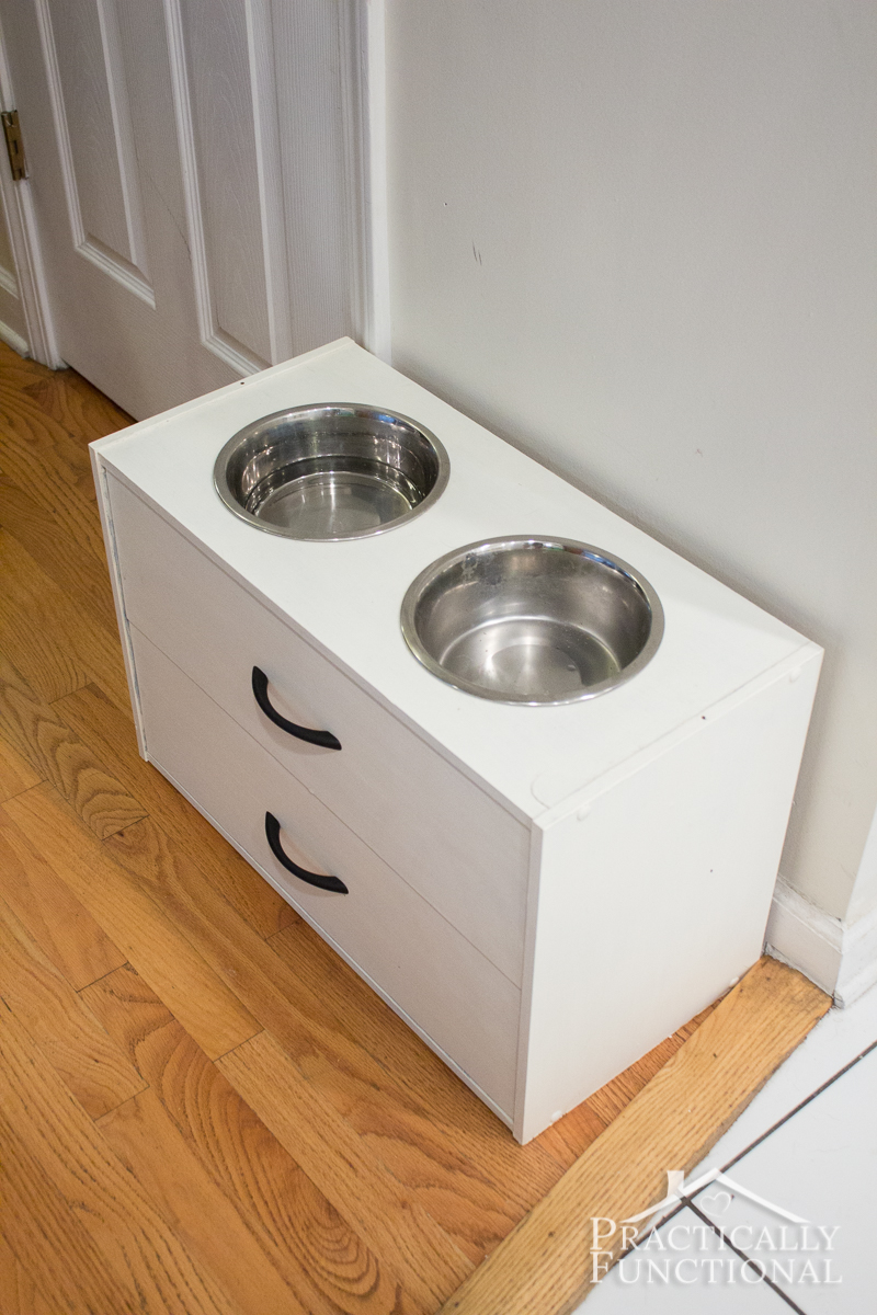 Turn a small dresser into a raised dog bowl stand in just a few minutes!