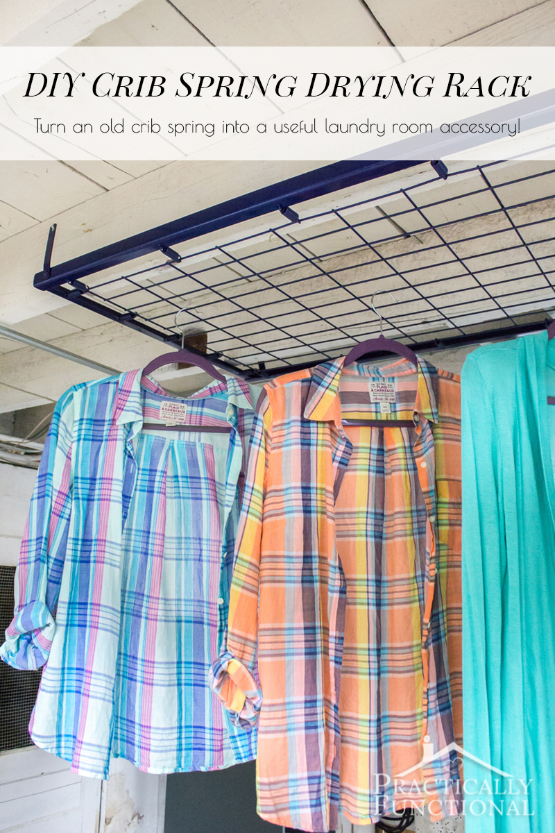What a great idea! Turn an old crib spring into a drying rack for your laundry room!
