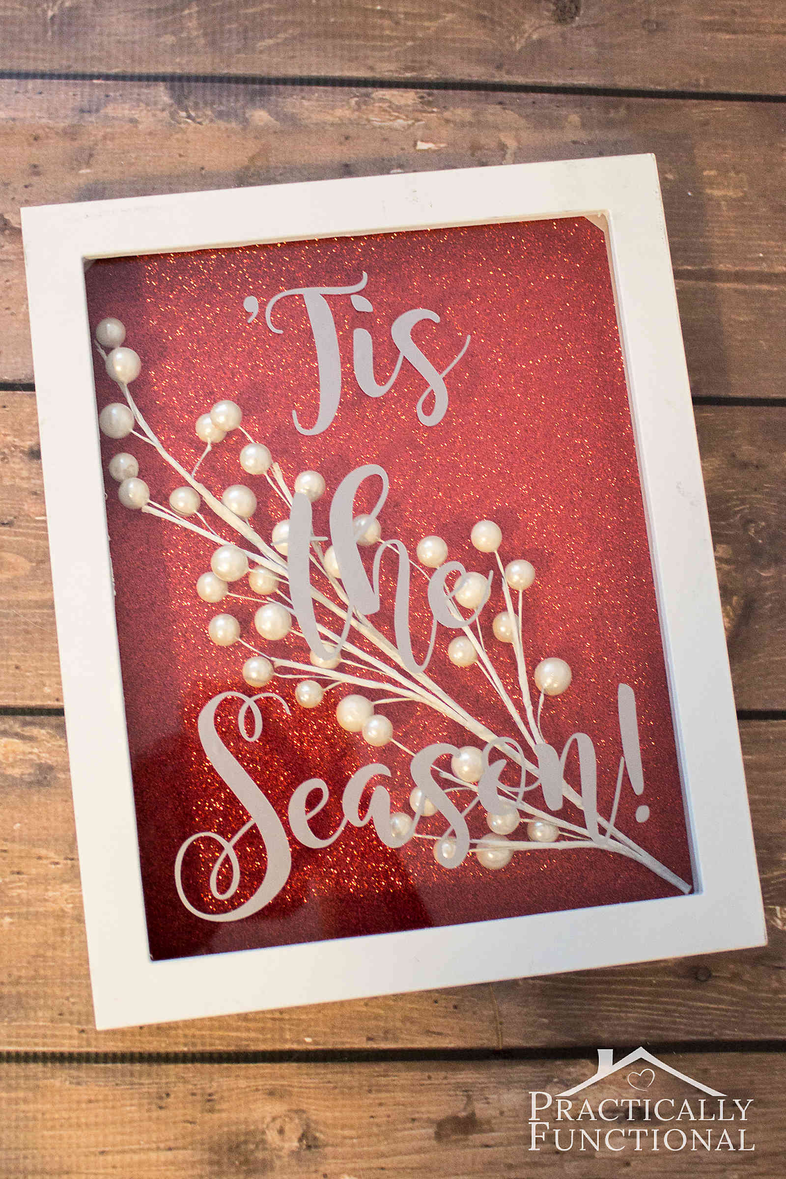 Gorgeous DIY 'Tis the season shadowbox! Great tutorial on how to customize your own shadowbox in under 15 minutes!