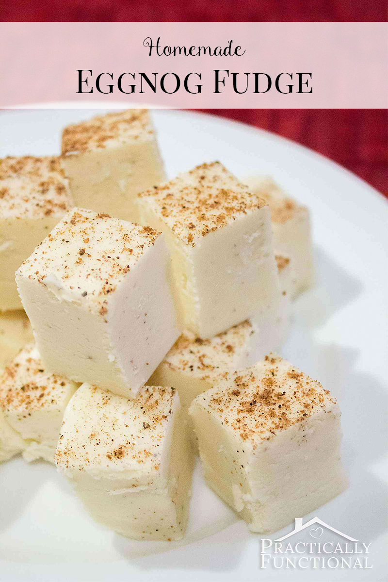 This homemade eggnog fudge recipe looks delicious! So easy to make, and great for holiday gifts!