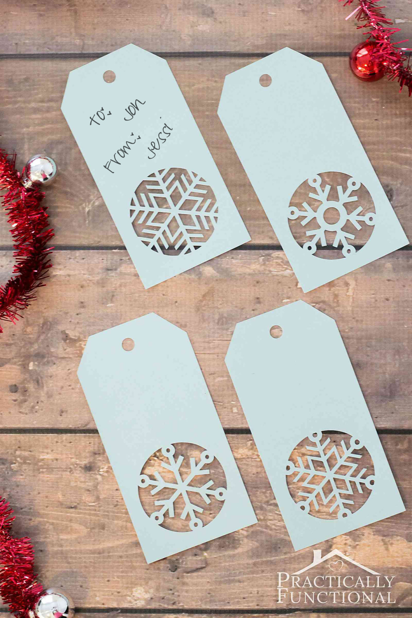 Handmade Snowflake Christmas Gift Tags + Free Template
