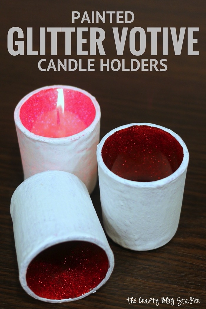 Painted Glitter Votive Candle Holders - and 19 other fun valentines crafts!