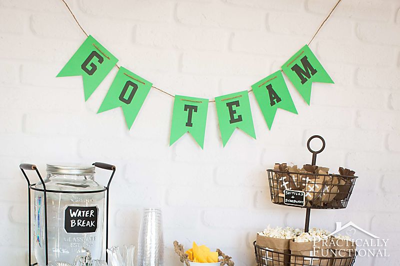 Add a fun customizable message to your football party with this free printable football banner! Includes letters A-Z and numbers 0-9!