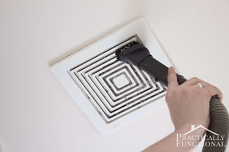 Learn how to clean a bathroom exhaust fan in under ten minutes! No more wet walls and foggy mirrors after a shower!