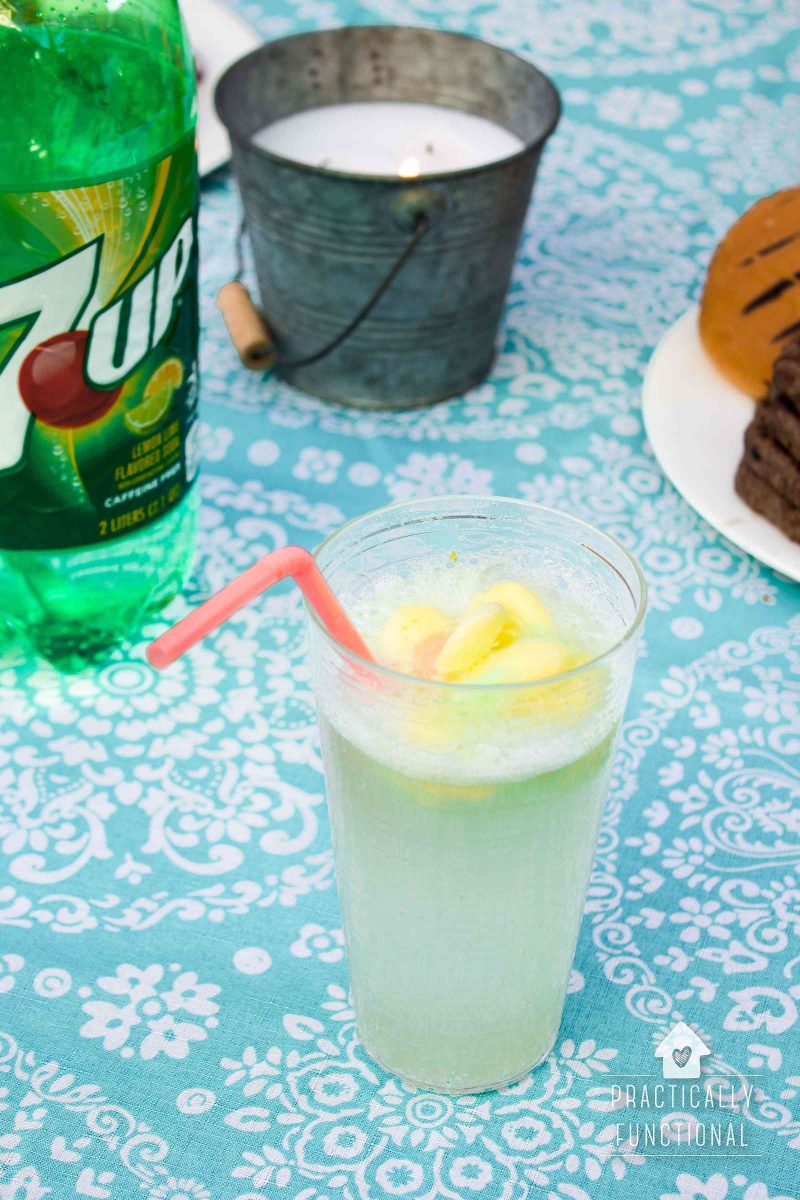 sparkling rainbow sherbet floats with 7UP