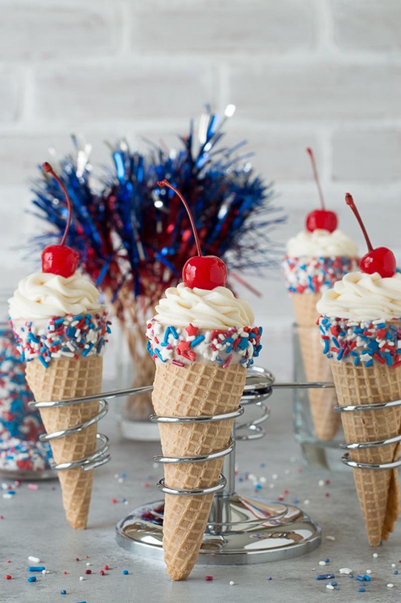 4th of July cheesecake ice cream cones