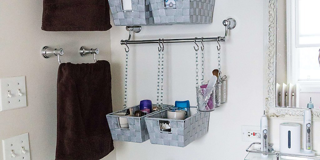DIY Hanging Storage Bins For Over The Toilet Storage – Practically  Functional
