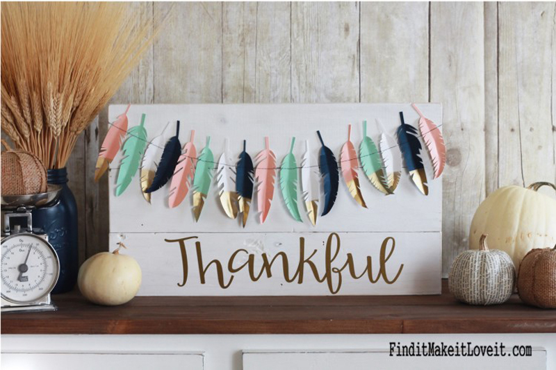 diy thankful feather sign